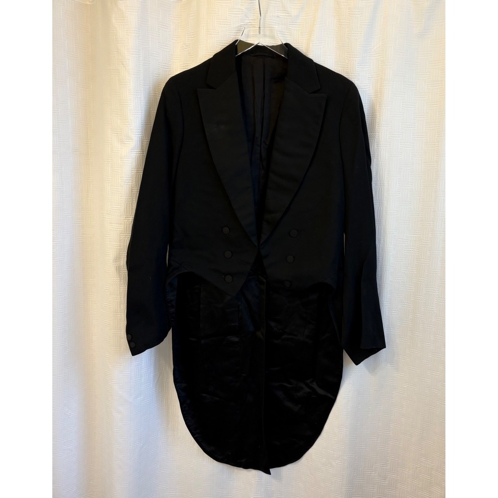 Vintage Leopold Morse Co Boston Mens Black Morning Coat Tailcoat Formal Jacket